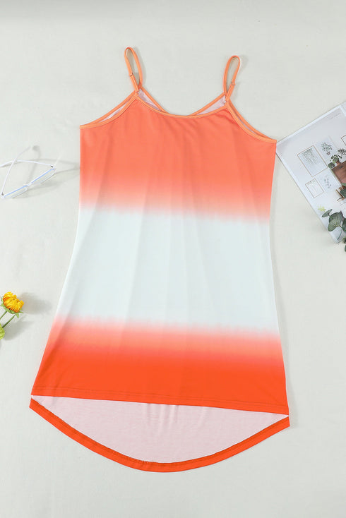 Orange Ombre Tie-Dye Sleeveless Flowy Dress